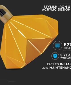 Κρεμαστό Φωτιστικό Οροφής Μονόφωτο με Κίτρινο σώμα + Ξύλινη βάση V-TAC – 3950