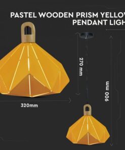 Κρεμαστό Φωτιστικό Οροφής Μονόφωτο με Κίτρινο σώμα + Ξύλινη βάση V-TAC – 3950