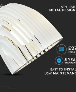 Κρεμαστό Φωτιστικό Οροφής Μονόφωτο E27 Cone Prism ø250 Μεταλλικό Λευκό V-TAC – 3952