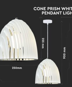 Κρεμαστό Φωτιστικό Οροφής Μονόφωτο E27 Cone Prism ø250 Μεταλλικό Λευκό V-TAC – 3952