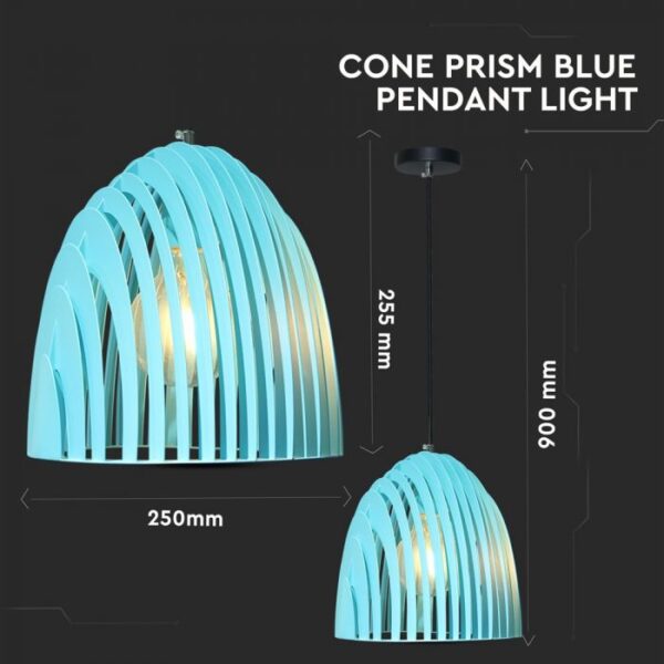 Κρεμαστό Φωτιστικό Οροφής Μονόφωτο Cone Prism με Γαλάζιο σώμα V-TAC – 3953
