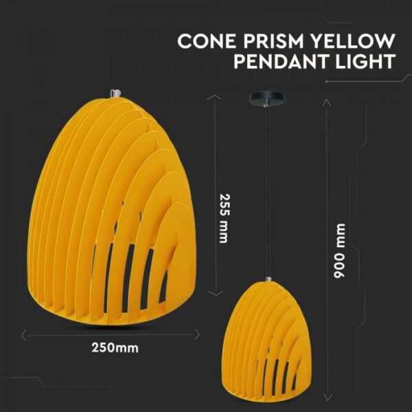 Κρεμαστό Φωτιστικό Οροφής Μονόφωτο Cone Prism με Κίτρινο σώμα V-TAC – 3954