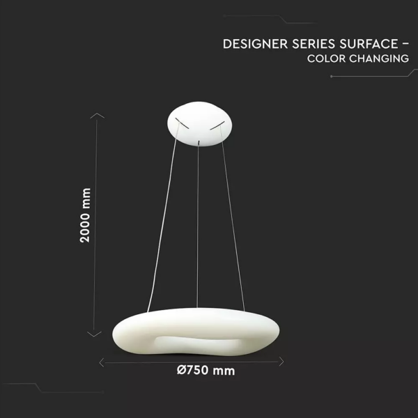 LED κρεμαστό φωτιστικό οροφής 82W με εναλλαγή χρώματος και λευκό σώμα Dimmable V-TAC – 3960