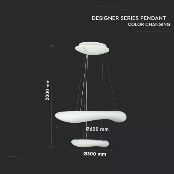 LED κρεμαστό φωτιστικό οροφής 60W διπλό με εναλλαγή χρώματος και λευκό σώμα Dimmable V-TAC – 3961