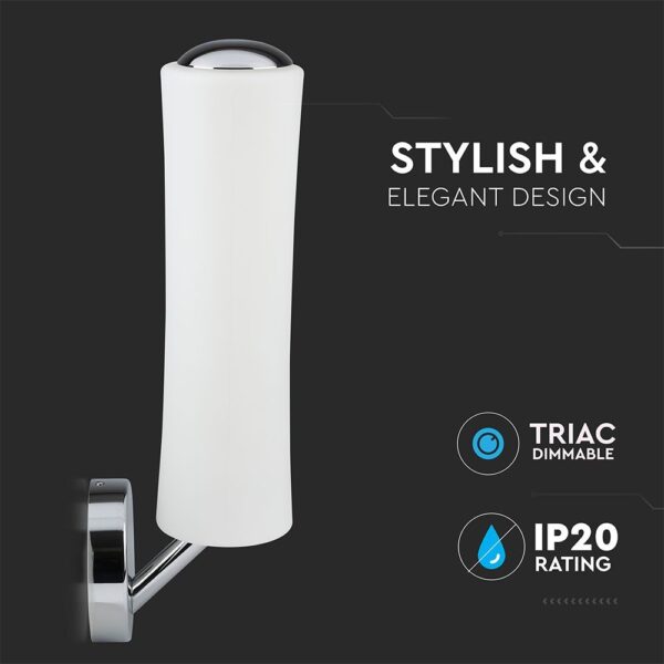 Φωτιστικό Τοίχου LED Κύλινδρος Λευκός ø125 18W Dimmable V-TAC 120° 1200lm Θερμό Λευκό 3000K – 3974