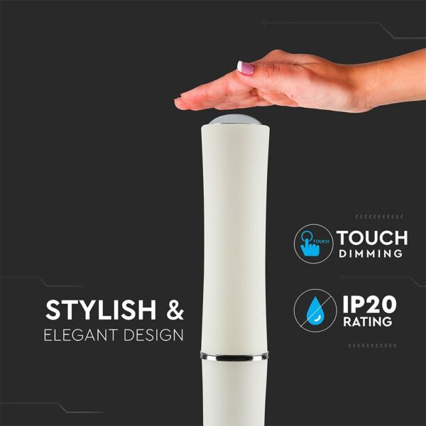 Φωτιστικό Δαπέδου LED Κύλινδρος Λευκός ø125 32W Dimmable Αφής V-TAC 120° 2100lm Θερμό Λευκό 3000K – 3976