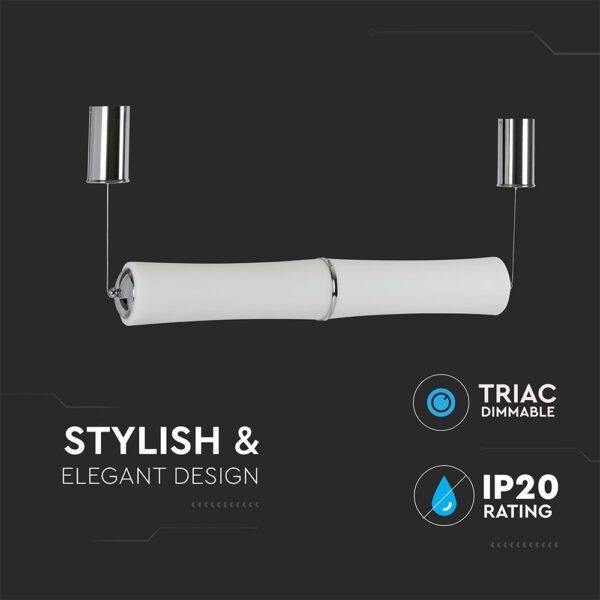 Κρεμαστό Φωτιστικό LED Οροφής Κύλινδρος ø125 32W Dimmable V-TAC 120° 2100lm Λευκό Θερμό Λευκό 3000K – 3978