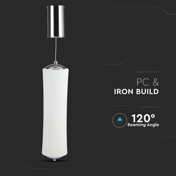Κρεμαστό Φωτιστικό LED Οροφής Κύλινδρος ø125 18W Dimmable V-TAC 120° 1200lm Λευκό Θερμό Λευκό 3000K – 3980