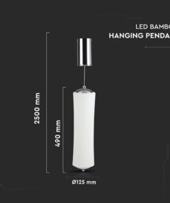 Κρεμαστό Φωτιστικό LED Οροφής Κύλινδρος ø125 18W Dimmable V-TAC 120° 1200lm Λευκό Θερμό Λευκό 3000K – 3980