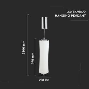 Κρεμαστό Φωτιστικό LED Οροφής Κύλινδρος ø125 18W Dimmable V-TAC 120° 1200lm Λευκό Θερμό Λευκό 3000K – 3980