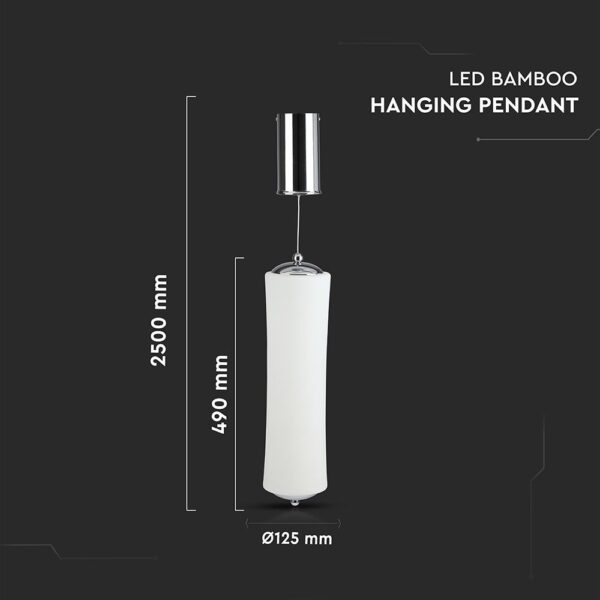 Κρεμαστό Φωτιστικό LED Οροφής Κύλινδρος ø125 18W Dimmable V-TAC 120° 1200lm Λευκό Θερμό Λευκό 3000K – 3980