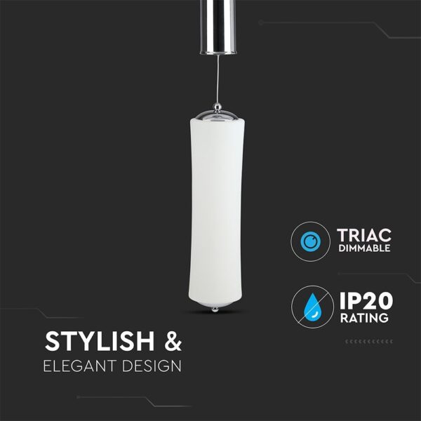 Κρεμαστό Φωτιστικό LED Οροφής Κύλινδρος ø125 18W Dimmable V-TAC 120° 1200lm Λευκό Θερμό Λευκό 3000K – 3980