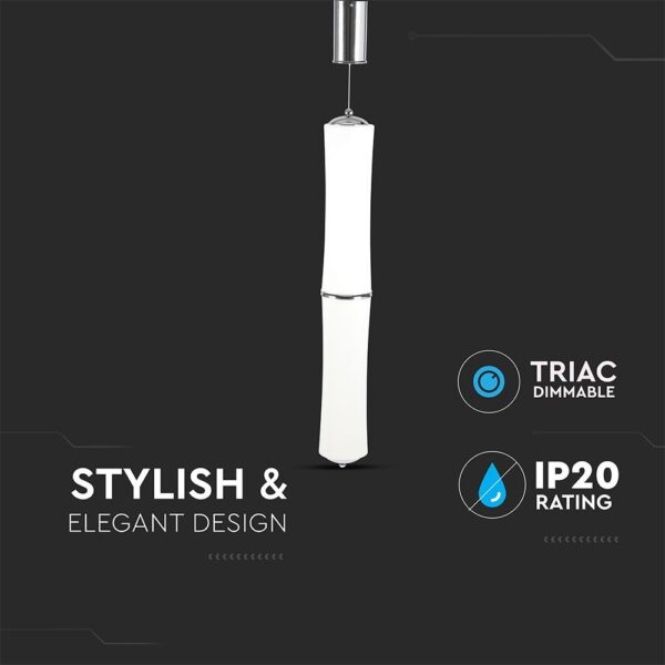 Κρεμαστό Φωτιστικό LED Οροφής Κύλινδρος ø125 32W Dimmable V-TAC 120° 2100lm Λευκό Θερμό Λευκό 3000K – 3981