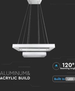 Κρεμαστός Πολυέλαιος LED Ορθογώνιος Δύο Δακτύλιοι Λευκός 113W Dimmable V-TAC 6300lm Θερμό Λευκό 3000K – 213986