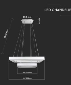 Κρεμαστός Πολυέλαιος LED Ορθογώνιος Δύο Δακτύλιοι Λευκός 113W Dimmable V-TAC 6300lm Θερμό Λευκό 3000K – 213986