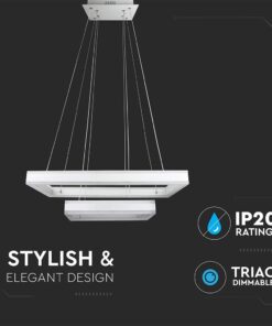 Κρεμαστός Πολυέλαιος LED Ορθογώνιος Δύο Δακτύλιοι Λευκός 113W Dimmable V-TAC 6300lm Θερμό Λευκό 3000K – 213986