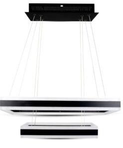 Κρεμαστός Πολυέλαιος LED Οροφής Ορθογώνιος Δύο Δακτύλιοι Μαύροι 113W Dimmable V-TAC 6300lm Θερμό Λευκό 3000K – 213987