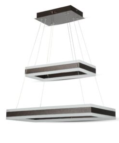 Κρεμαστός Πολυέλαιος LED Οροφής Ορθογώνιος Δύο Δακτύλιοι Καφέ 113W Dimmable V-TAC 6300lm Θερμό Λευκό 3000K – 213988