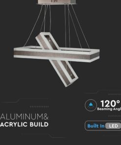 Κρεμαστός Πολυέλαιος LED Οροφής Ορθογώνιος Δύο Δακτύλιοι Καφέ 113W Dimmable V-TAC 6300lm Θερμό Λευκό 3000K – 213988