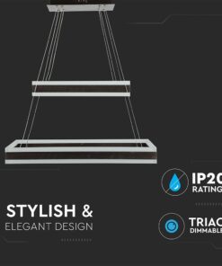 Κρεμαστός Πολυέλαιος LED Οροφής Ορθογώνιος Δύο Δακτύλιοι Καφέ 113W Dimmable V-TAC 6300lm Θερμό Λευκό 3000K – 213988