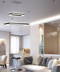 Κρεμαστός Πολυέλαιος LED Οροφής Ορθογώνιος Δύο Δακτύλιοι Καφέ 113W Dimmable V-TAC 6300lm Θερμό Λευκό 3000K – 213988