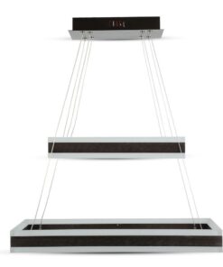 Κρεμαστός Πολυέλαιος LED Οροφής Ορθογώνιος Δύο Δακτύλιοι Καφέ 113W Dimmable V-TAC 6300lm Θερμό Λευκό 3000K – 213988