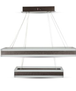 Κρεμαστός Πολυέλαιος LED Οροφής Ορθογώνιος Δύο Δακτύλιοι Καφέ 113W Dimmable V-TAC 6300lm Θερμό Λευκό 3000K – 213988