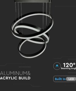 Κρεμαστός Πολυέλαιος LED Οροφής Τρεις Δακτύλιοι Μαύροι 86W Dimmable V-TAC 4550lm Θερμό Λευκό 3000K – 213990