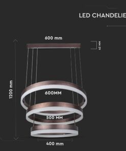 Κρεμαστός Πολυέλαιος LED Οροφής Τρεις Δακτύλιοι Καφέ 86W Dimmable V-TAC 4550lm Θερμό Λευκό 3000K – 213991