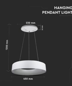LED πολυέλαιος 25W 3000K Θερμό λευκό Dimmable με λευκό σώμα V-TAC – 3992