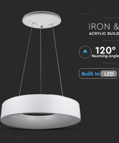 LED πολυέλαιος 25W 3000K Θερμό λευκό Dimmable με λευκό σώμα V-TAC – 3992