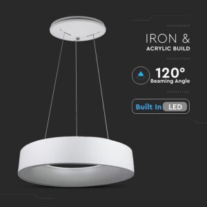 LED πολυέλαιος 25W 3000K Θερμό λευκό Dimmable με λευκό σώμα V-TAC – 3992