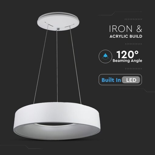 LED πολυέλαιος 25W 3000K Θερμό λευκό Dimmable με λευκό σώμα V-TAC – 3992