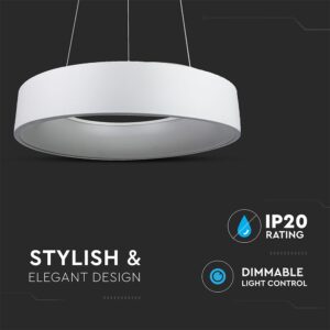 LED πολυέλαιος 25W 3000K Θερμό λευκό Dimmable με λευκό σώμα V-TAC – 3992