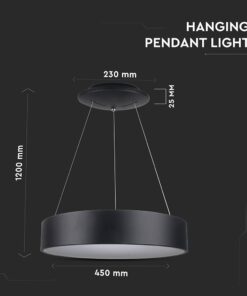 LED πολυέλαιος 25W 3000K Θερμό λευκό Dimmable με μαύρο σώμα V-TAC – 3993