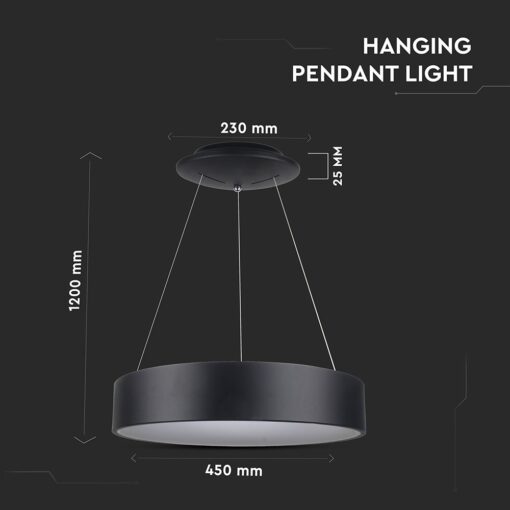 LED πολυέλαιος 25W 3000K Θερμό λευκό Dimmable με μαύρο σώμα V-TAC – 3993