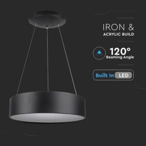 LED πολυέλαιος 25W 3000K Θερμό λευκό Dimmable με μαύρο σώμα V-TAC – 3993