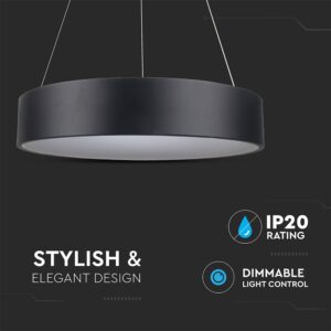 LED πολυέλαιος 25W 3000K Θερμό λευκό Dimmable με μαύρο σώμα V-TAC – 3993