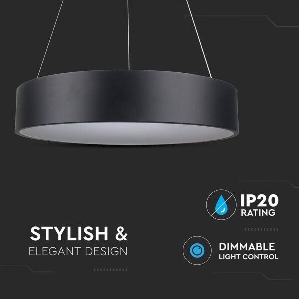 LED πολυέλαιος 25W 3000K Θερμό λευκό Dimmable με μαύρο σώμα V-TAC – 3993