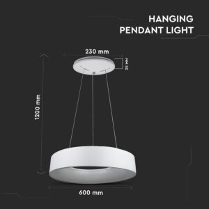 LED πολυέλαιος 30W 3000K Θερμό λευκό Dimmable με λευκό σώμα V-TAC – 3995