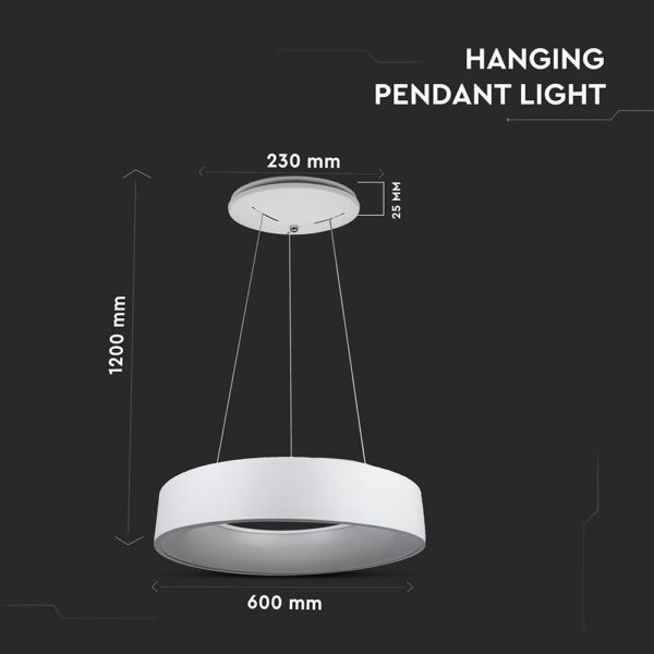 LED πολυέλαιος 30W 3000K Θερμό λευκό Dimmable με λευκό σώμα V-TAC – 3995