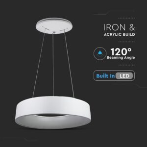 LED πολυέλαιος 30W 3000K Θερμό λευκό Dimmable με λευκό σώμα V-TAC – 3995