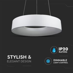 LED πολυέλαιος 30W 3000K Θερμό λευκό Dimmable με λευκό σώμα V-TAC – 3995