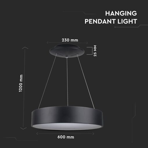 LED πολυέλαιος 30W 3000K Θερμό λευκό Dimmable με μαύρο σώμα V-TAC – 3996