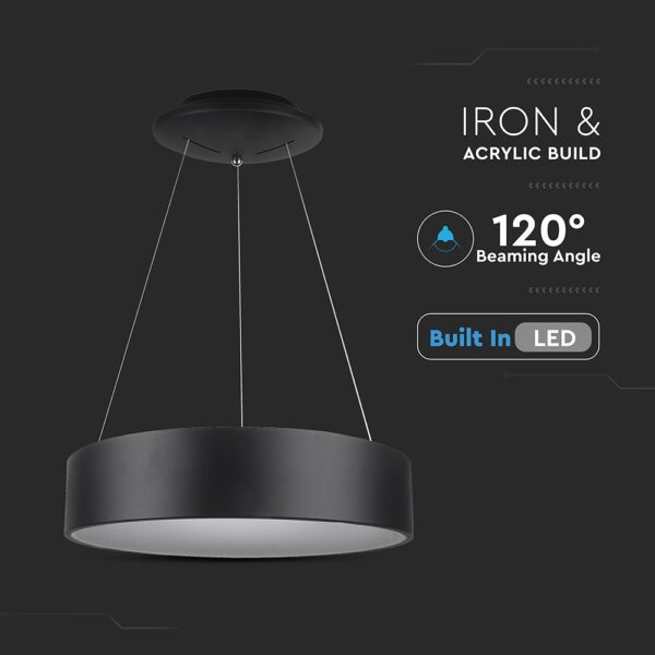 LED πολυέλαιος 30W 3000K Θερμό λευκό Dimmable με μαύρο σώμα V-TAC – 3996