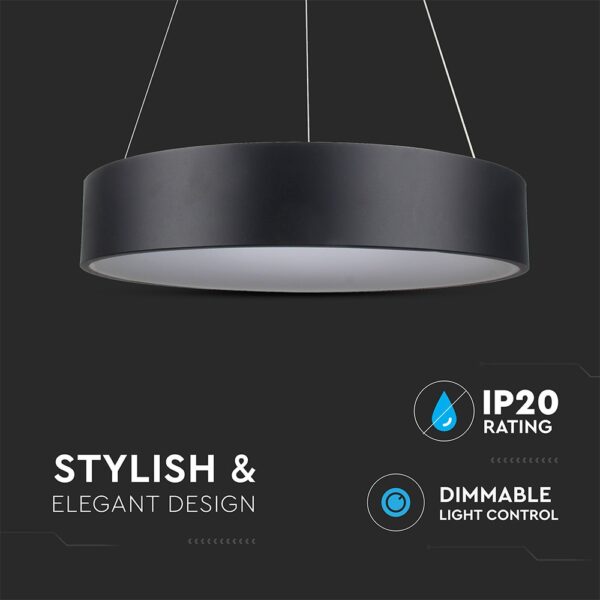 LED πολυέλαιος 30W 3000K Θερμό λευκό Dimmable με μαύρο σώμα V-TAC – 3996