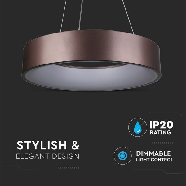 LED πολυέλαιος 30W 3000K Θερμό λευκό Dimmable με καφέ σώμα V-TAC – 3997
