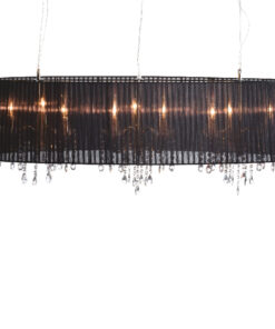 Κρεμαστό Φωτιστικό Πολυέλαιος 9ΧΕ14 Μεταλλικό Νίκελ Μαύρο Ύφασμα & Κρύσταλλα ACA DECOR – 3P1200BK