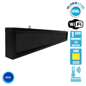 GloboStar® 90263 Κυλιόμενη Ψηφιακή Επιγραφή P10 LED SMD AC 220-240V με Wi-Fi – Αδιάβροχή IP54 – Μονής Όψης – Μ168 x Π9 x Υ24cm Μπλε