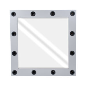 GloboStar® MAKEUP MIRROR-80×80-3 Μοντέρνος Καθρέπτης Μακιγιάζ με Πλαίσιο Φυσικού Ξύλου με Διακόπτη On/Off 12 x E27 AC220-240V – Μ80 x Π7 x Υ80cm – Γκρι Τσιμέντου